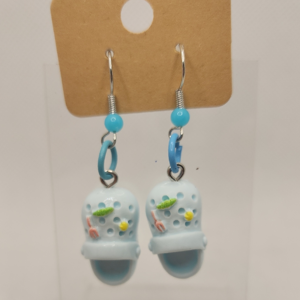 Blue Croc Earrings
